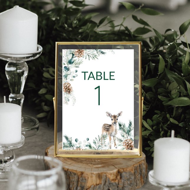 Tarjeta De Mesa Cute Rustic Woodland Deer Baby Shower (This cute baby shower number is perfect for a rustic, woodland animal theme)