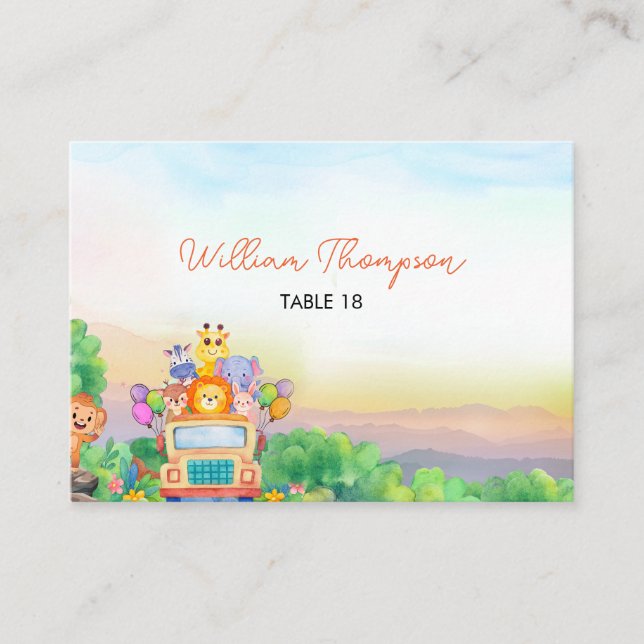 Tarjeta De Mesa Cute Safari Animals Wild One Table Card (Anverso)