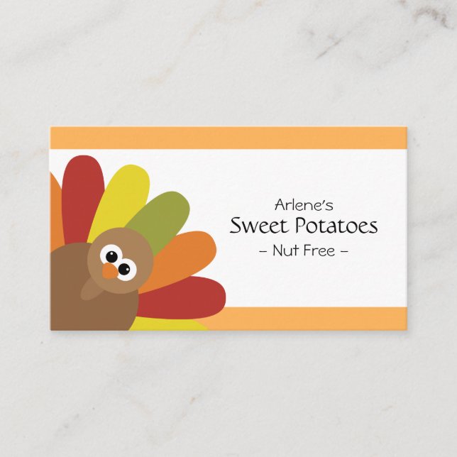 Tarjeta De Mesa Cute Turkey Food Label (Anverso)