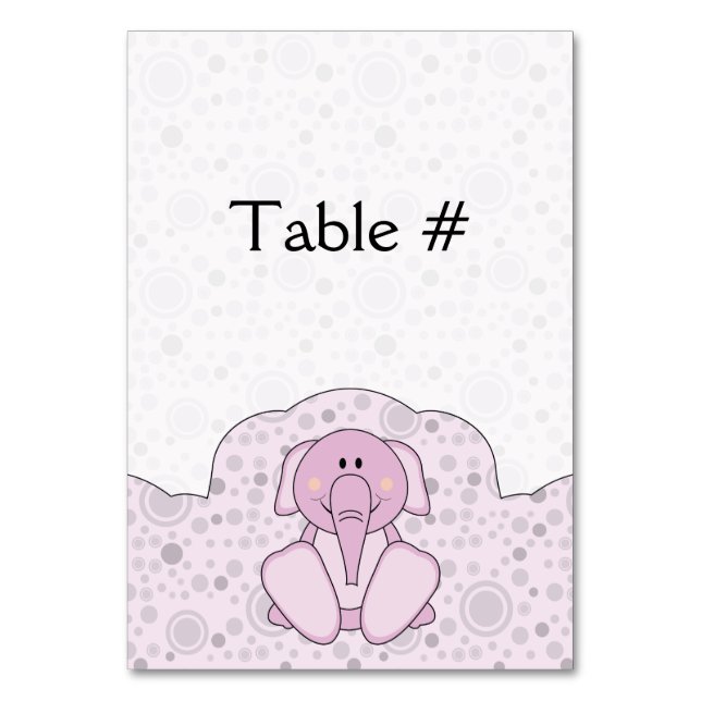 Tarjeta De Mesa Cutelyn Baby Elephant Rosa (Anverso)