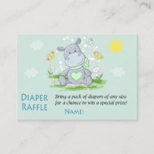 Tarjeta De Mesa Cuto azul Hippo Diaper Raffle Tickets