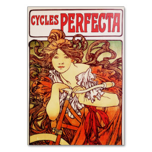 Tarjeta De Mesa Cycles Perfecta por Alphonse Mucha