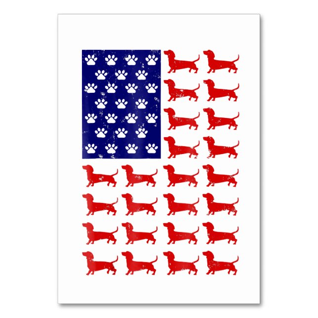 Tarjeta De Mesa Dachshund - Bandera Americana Cuta 4 De Julio (Anverso)