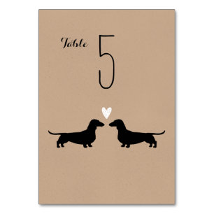Tarjeta De Mesa Dachshund Silhouettes Recepción de bodas