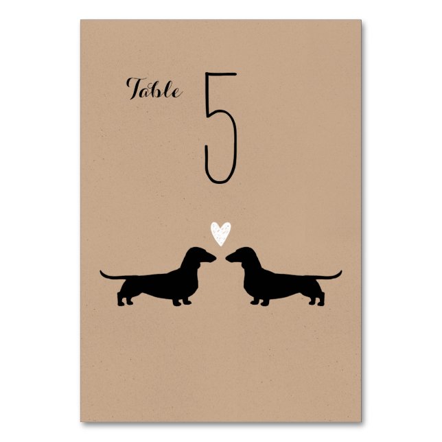 Tarjeta De Mesa Dachshund Silhouettes Recepción de bodas (Anverso)