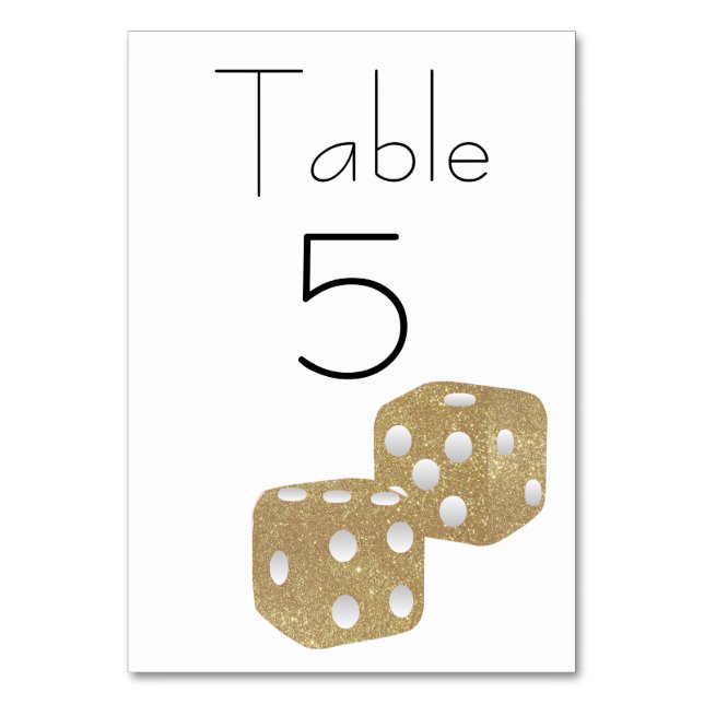 Tarjeta De Mesa Dados con Brillo Dorado (Anverso)