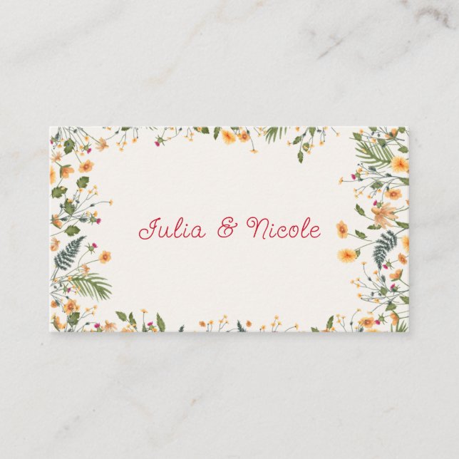 Tarjeta De Mesa Daffodils Botánicos Daisy Peony Flowers Boda (Anverso)