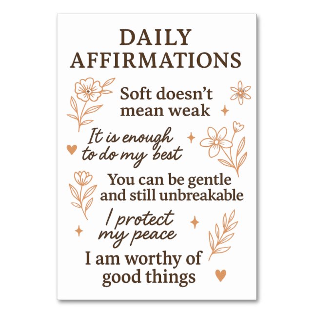 Tarjeta De Mesa Daily Mental Health Reminder  | Self Love Healing  (Anverso)