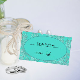 Tarjeta De Mesa Daisies en Boda Turquesa y Oval