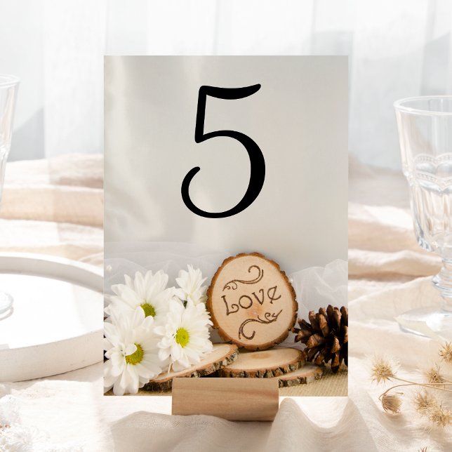 Tarjeta De Mesa Daisies Rústicos Blancos Woodland Número de tabla  (Subido por el creador)