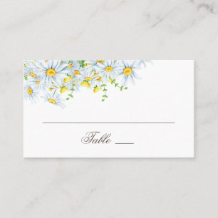 Tarjeta De Mesa Daisy. Flores de campo. Boda floral acuarela