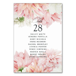 Tarjeta De Mesa Dalias Rosadas Boda Floral