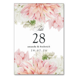 Tarjeta De Mesa Dalias Rosadas Boda Floral