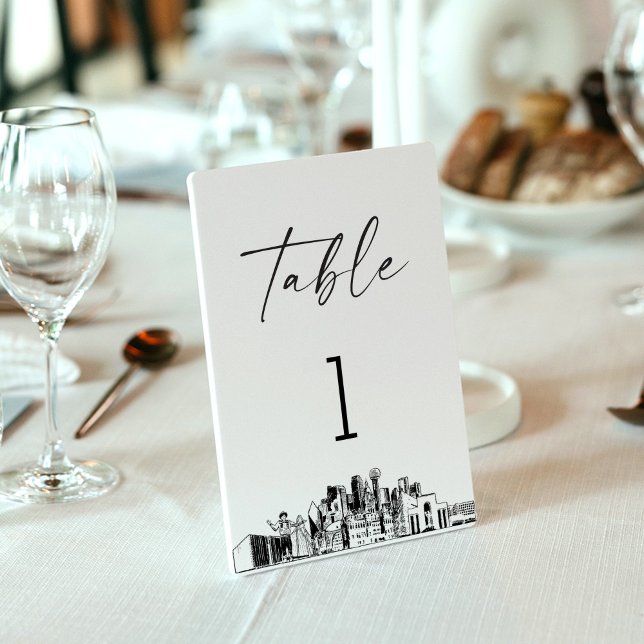 Tarjeta De Mesa Dallas Texas Skyline Table Number 3.5x5 Card (Subido por el creador)