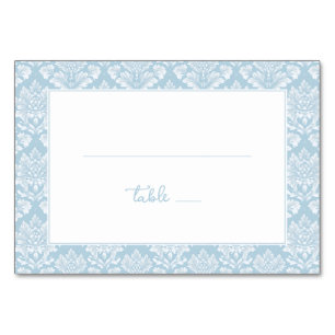 Tarjeta De Mesa Damasco Azul Claro Elegante