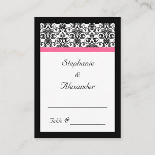 Tarjeta De Mesa Damasco blanco y rosado de Fuchsia victoriana