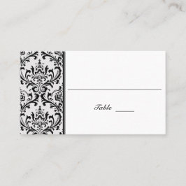 Tarjeta De Mesa Damasco moderno blanco y negro | BODA