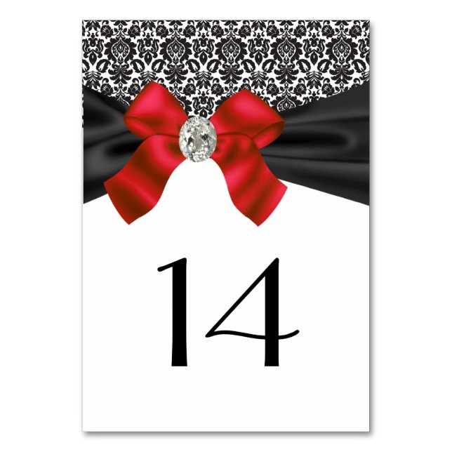 Tarjeta De Mesa Damasco Rojo y Negro (Anverso)