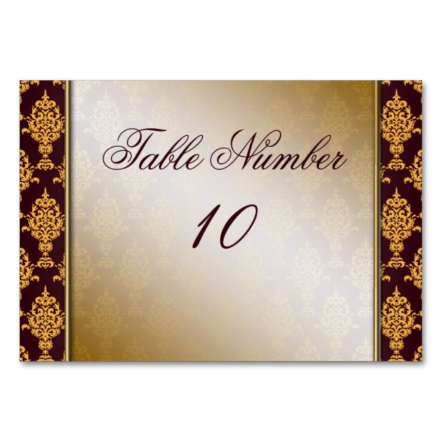 Tarjeta De Mesa Damask Gold sobre las fronteras de Borgoña (Anverso)