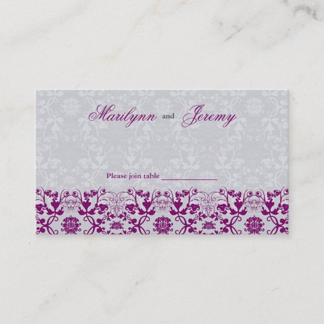 Tarjeta De Mesa Damask Swirls Lace Orchid Guest Place Card (Anverso)