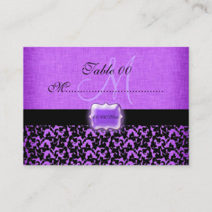 Tarjeta De Mesa Dámpara boda morado "número de tabla" negro