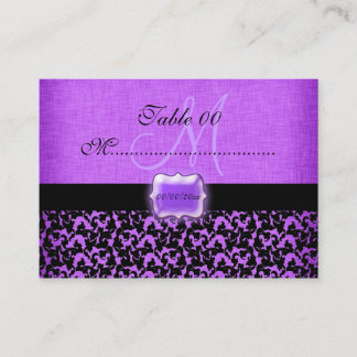 Tarjeta De Mesa Dámpara boda morado "número de tabla" negro