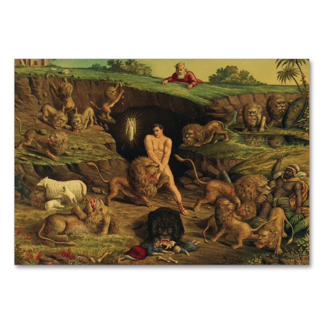 Tarjeta De Mesa Daniel en el foso de los leones (Anverso)