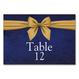 Tarjeta De Mesa Dark Blue Gold Bow