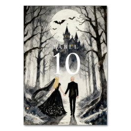 Tarjeta De Mesa Dark Enchanted Gothic Spooky Wedding Couple Forest