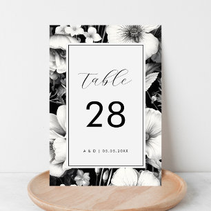 Tarjeta De Mesa Dark Floral Negro Jardín Botánico Elegante Boda