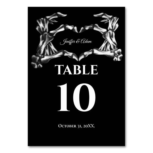Tarjeta De Mesa Dark Gothic Halloween Wedding Table number (Anverso)