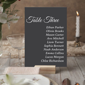 Tarjeta De Mesa Dark Gray Wedding Table Number Card