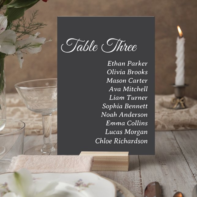 Tarjeta De Mesa Dark Gray Wedding Table Number Card (Subido por el creador)