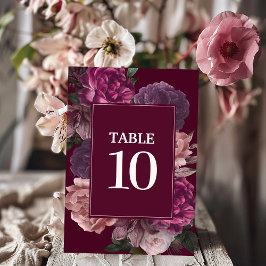 Tarjeta De Mesa Dark Moody Watercolor otoño floral Boda de inviern