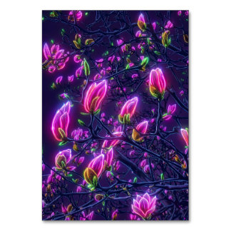 Tarjeta De Mesa Dark Neon Magnolia Acrylic Sign – Botanical Glowin