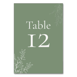 Tarjeta De Mesa Dark Sage Green Botanical Table Number