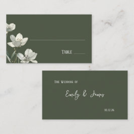Tarjeta De Mesa Dark Sage Green Botanical Wedding
