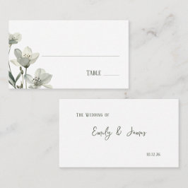 Tarjeta De Mesa Dark Sage Green Botanical Wedding