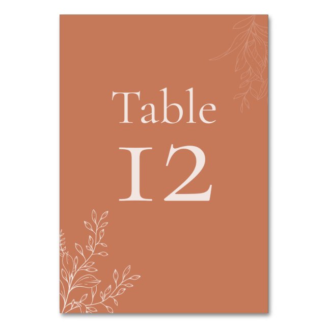 Tarjeta De Mesa Dark Terracotta Botanical Table Number (Anverso)