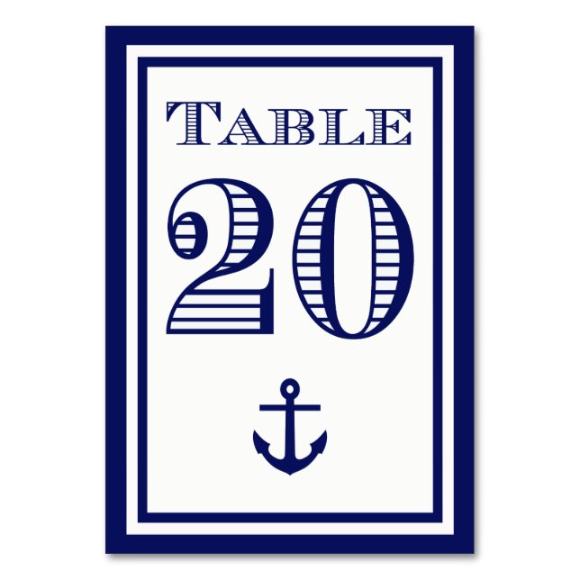 Tarjeta de mesa de ancla con marco azul marino sim (Anverso)