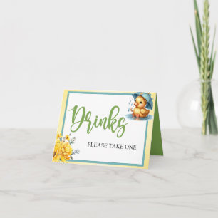 Tarjeta de mesa de bebidas de pato de goma