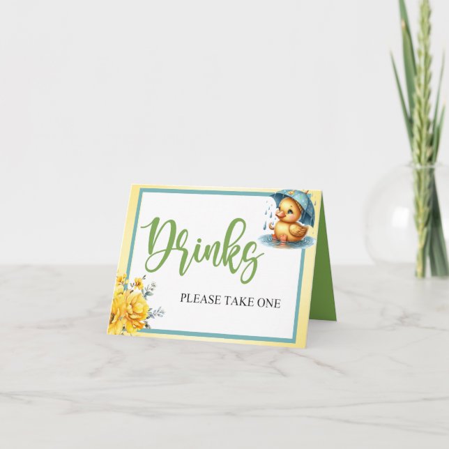 Tarjeta de mesa de bebidas de pato de goma (Anverso)