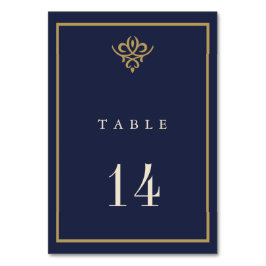 Tarjeta de mesa de boda azul marino de dinero anti