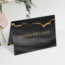Tarjeta de mesa de boda Black & Gold