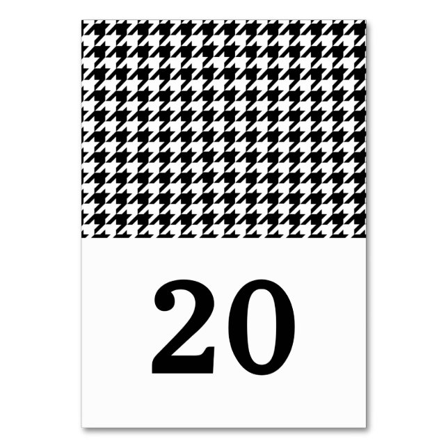 Tarjeta de mesa de Boda Black Houndstoth (Anverso)