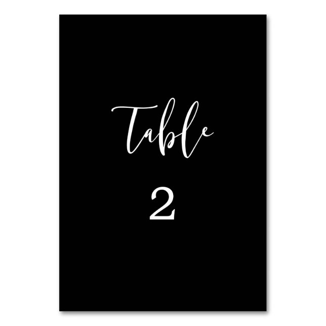 Tarjeta de mesa de Boda blanco y negro (Anverso)