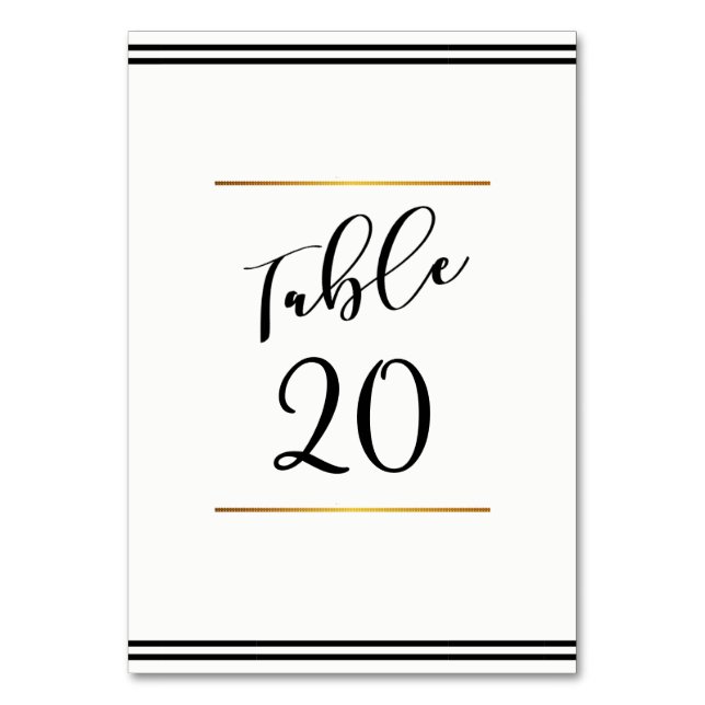 Tarjeta de mesa de Boda blanco y negro (Anverso)