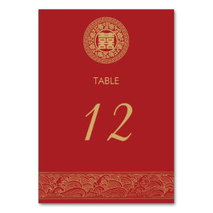 Tarjeta de mesa de boda china Doble Felicidad