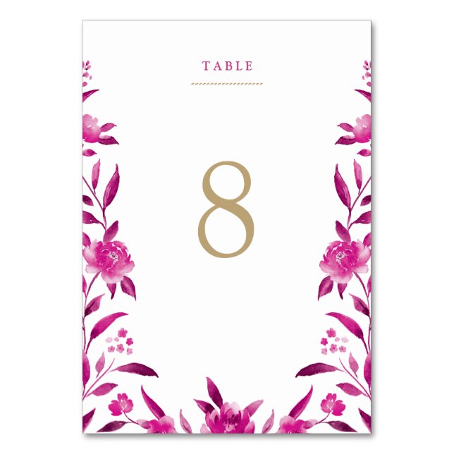 Tarjeta de mesa de Boda Chinoiserie con flores ros (Anverso)