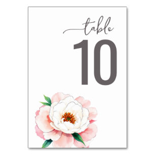 Tarjeta de mesa de boda con acuarela rosa serena